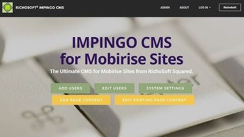 IMPINGO CMS for Mobirise Sites from RichoSoft Squared