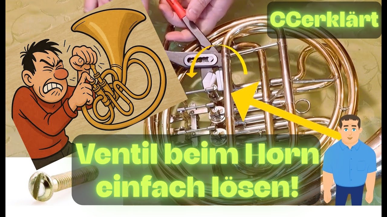 Horn - Ventil sitzt fest? Ganz einfach lösen + ölen + Stimmzug beim Waldhorn fetten www.ccerklärt.de