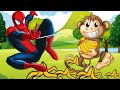 قصة سبايدر مان ينقذ حيوانات الغابة من القرد الشقي | قصة قشر الموز والرجل العنكبوت spiderman