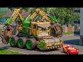 Epic Escape Lightning McQueen vs CONSTRUCTION TWIN SAW MONSTER TRUCK in BeamNG.Drive