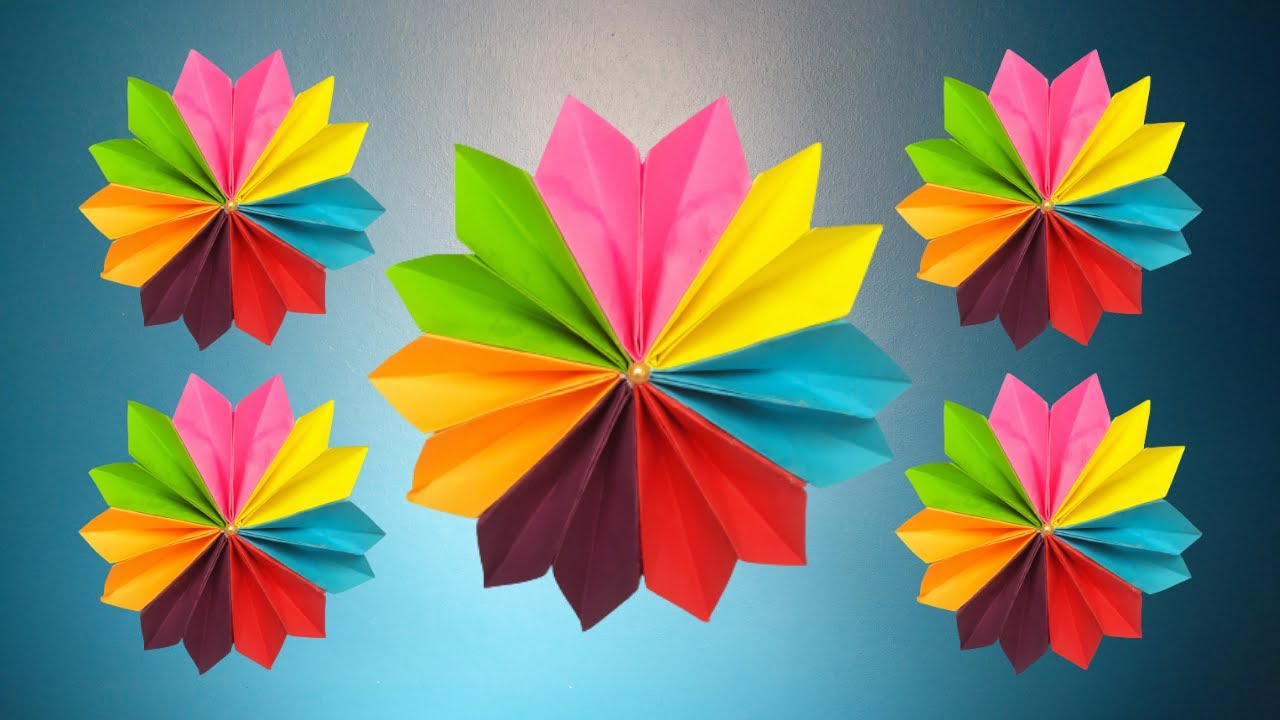 Colourful Paper Flower Making | Easy Paper Flower Tutorial | Making ...