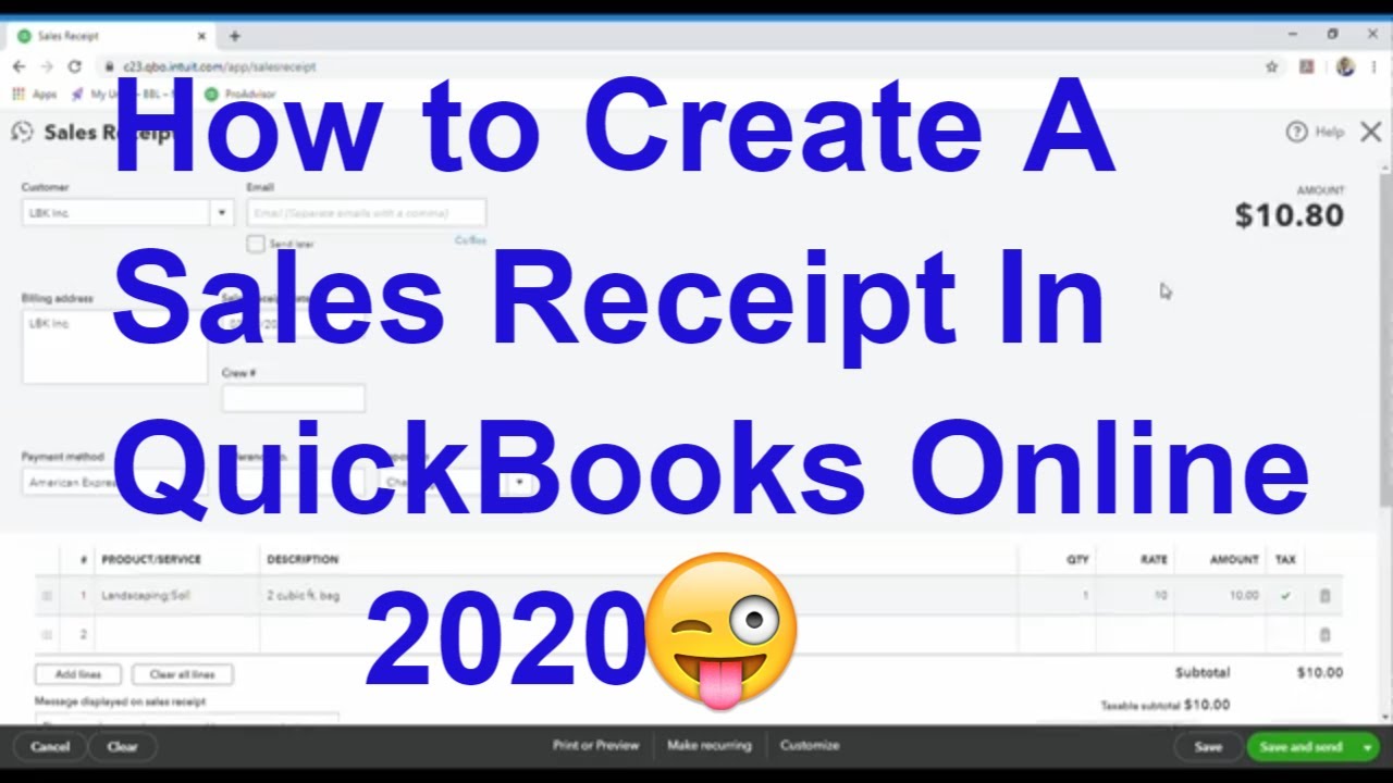 how-to-create-a-sales-receipt-in-quickbooks-online-2020-youtube