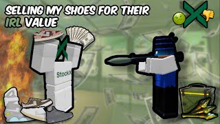 Selling my shoes for their IRL VALUE! in Sneaker Resell Simulator (Roblox)