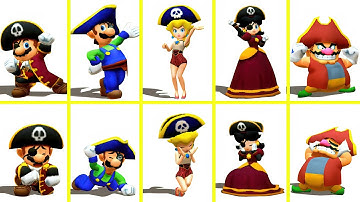 3DS Mario Party The Top 100 - All Character Pirate Outfit Win Lose Animation