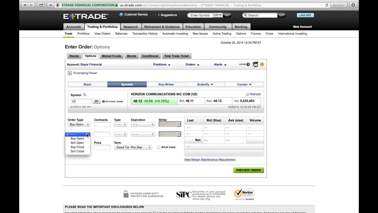 How to spread trade with etrade (2 mins) YouTube