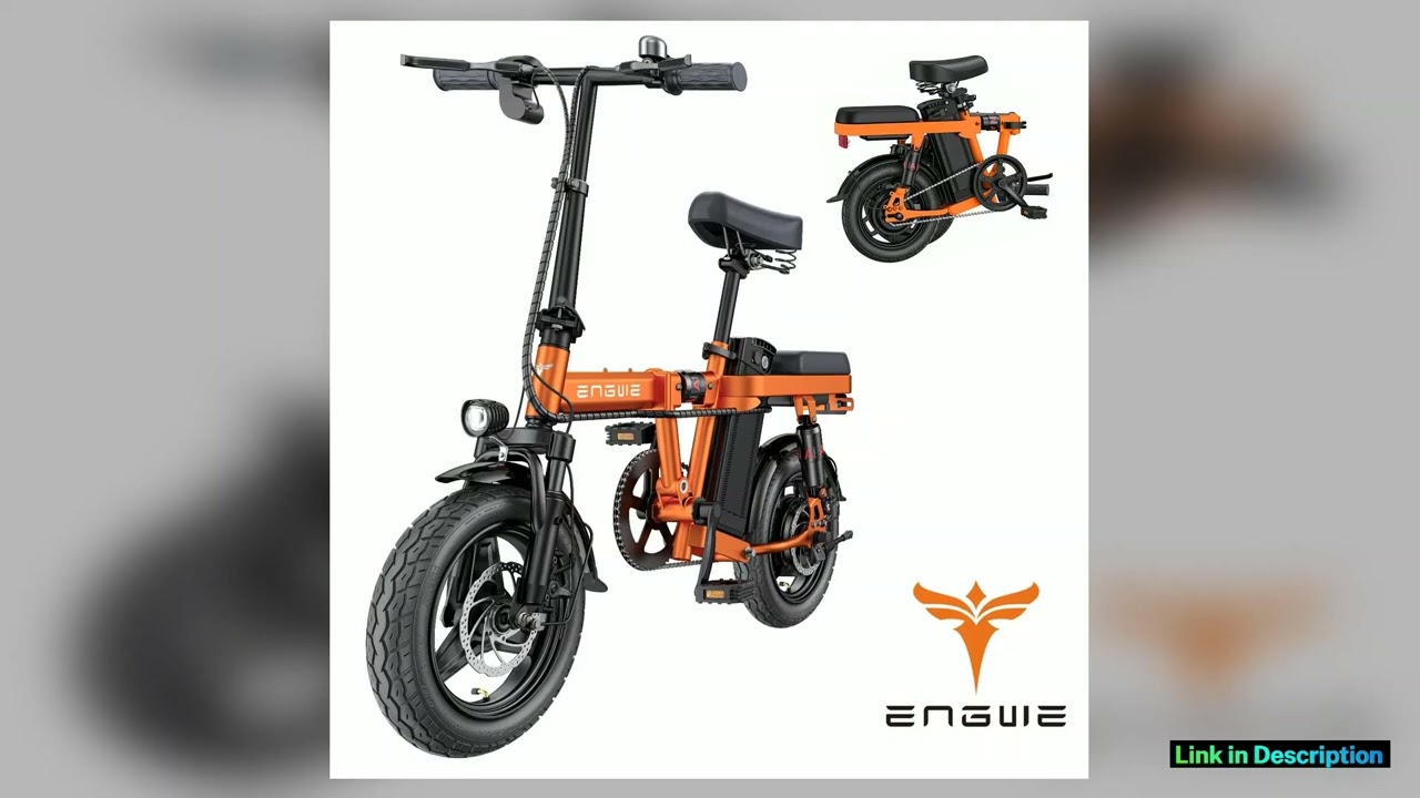 ENGWE T14 Folding Electric Bike 14 Fat Tire City Commuter Ebike Mini Electric Bicycle with Peak