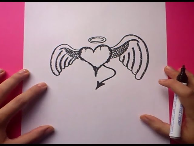 Como dibujar un corazon con alas paso a paso 2 | How to draw a winged heart  2 - thptnganamst.edu.vn