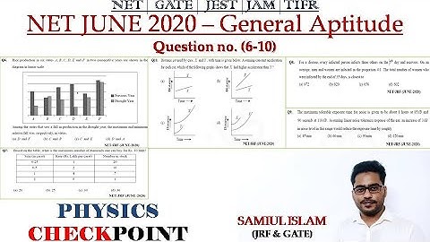 NET JUNE 2020 GENERAL APTITUDE- QUESTIONS (6 to 10) Detailed Solutions | CSIR NET PHYSICS