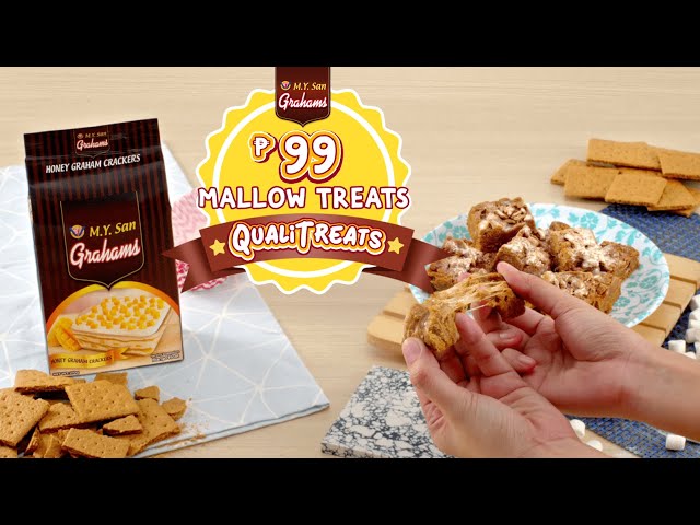 Easiest Sweet Treat Ever! M.Y. San Grahams Mallow Treats! class=