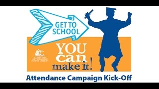 "GET TO SCHOOL" citywide attendance campaign kick-off message from Cleveland schools CEO