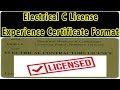 Electrical C license Experience Certificate Format In Tamil