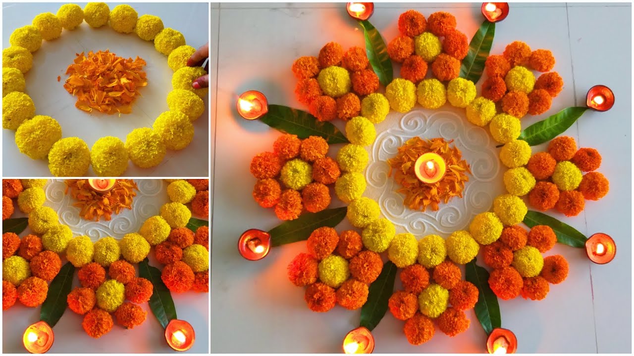 Simple Diwali Flower Rangoli Design