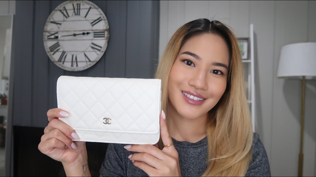 Chanel Caviar Wallet on chain Woc White