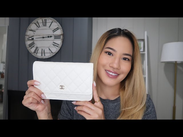 chanel wallet white chain