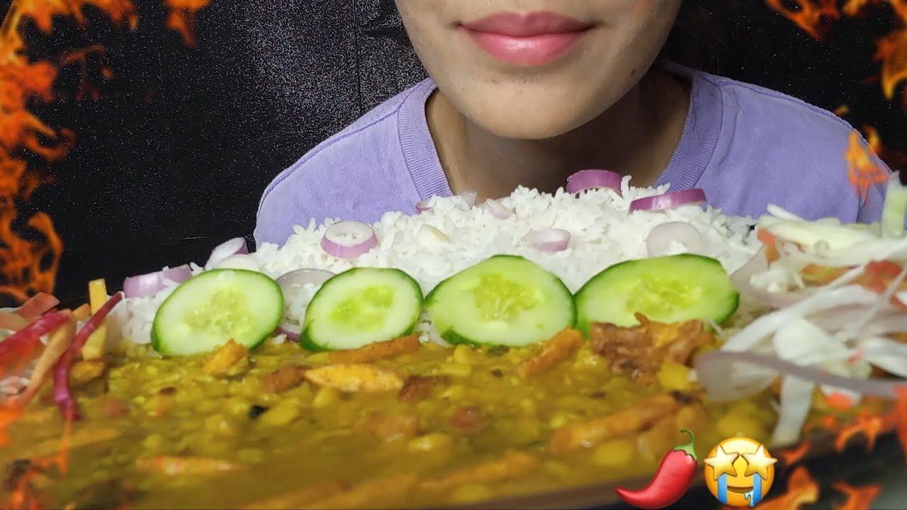 ASMR EATING| daal chawal , with salad 🥗 MUKBANG | big bit 