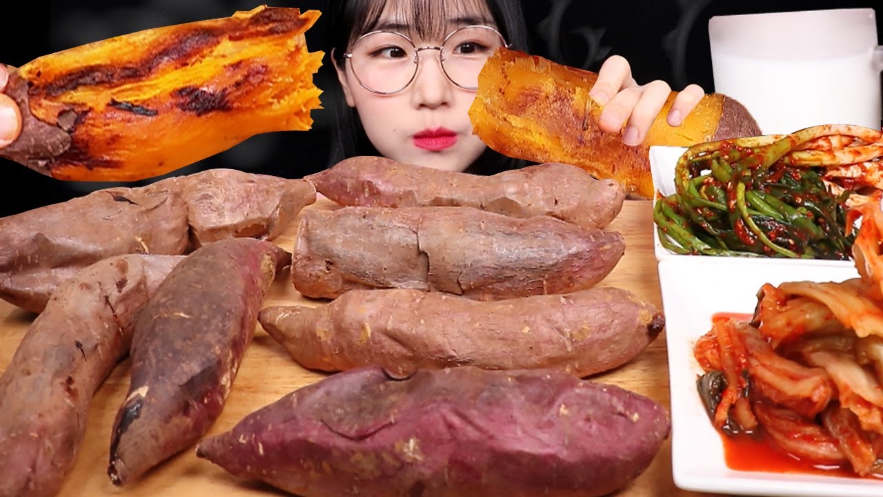 달달한 군고구마 먹방🍠(ft,김치, 우유) ROASTED SWEET POTATO, KOREA KIMCHI, MILK MUKBANG ASMR