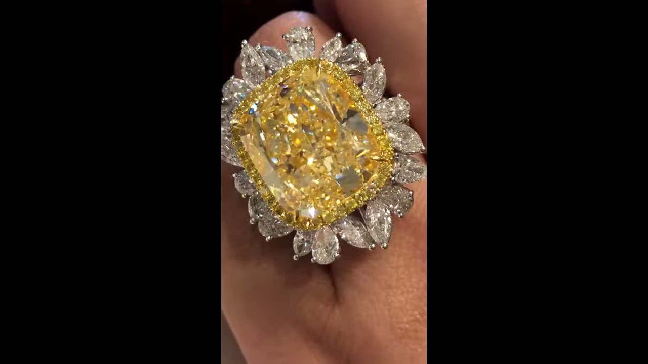 Platinum Fancy Intense Yellow Diamond Ring