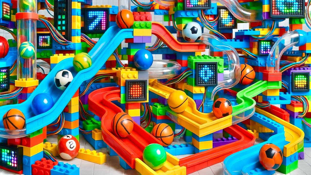 Marble Run Race ASMR Rollercoaster Cascading Loops in Still Air - YouTube