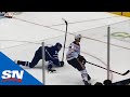 Kasperi kapanen clips skate of oscar klefbom takes scary fall into boards