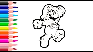 Menggambar Dan Mewarnai Kartun Super Mario Bros, Drawing And Coloring Step By Step