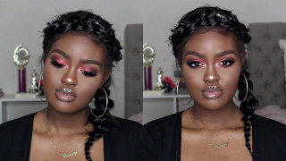 coachella music festival inspired makeup tutorial 2017 vibrant red orange