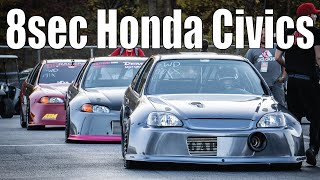 Varios Honda Civic en los 8 segundos / Parte 2 del Hail Mary Derby @ Maryland International Speedway