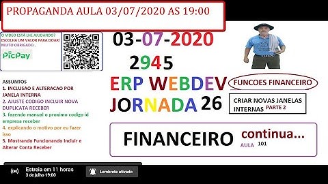 PROPAGANDA DICAS 2945 - WEBDEV - ERP WEB MATOS - INCLUSAO ALTERACAO JANELA INTERNA