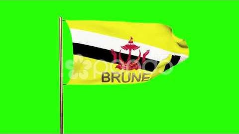 Brunei Flag With Title Waving In The Wind. Looping Sun Rises Style. Animation