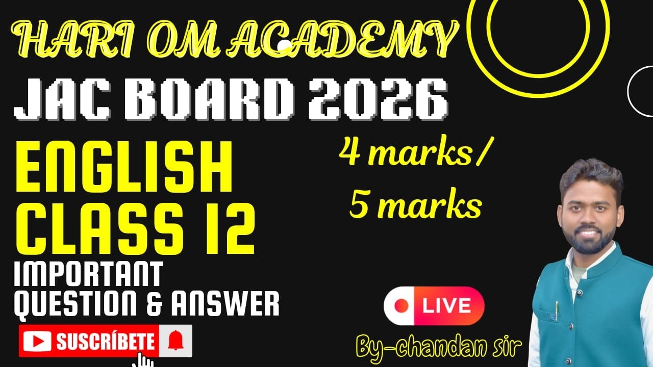 IMPORTANT  QUESTION ANSWER WRITING ENGLISH 12TH JAC BOARD 2026