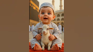 طفل صغير يردد لبيك اللهم لبيك مع خروف العيد مشهد مؤثر من براءة الطفولة لبيك اللهم لبيك كوميدي 