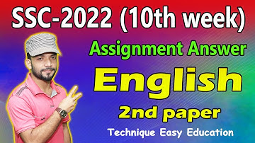 SSC English 2nd Paper 10th Week Assignment Answer 2022 || SSC English Assignment Answer 2022