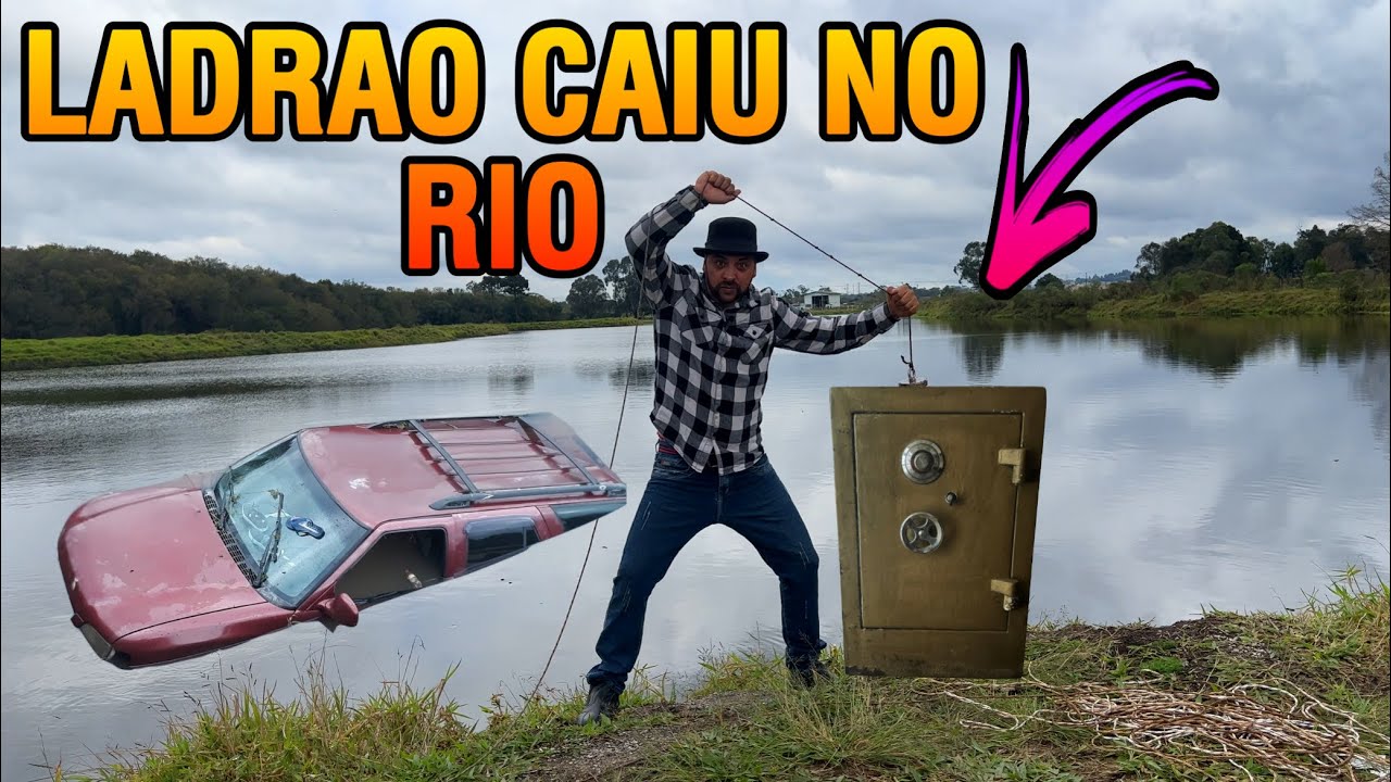 COFRE cheio ,Lançamos super imã no lugar onde o carro afundou com os ladrões (pesca magnética)