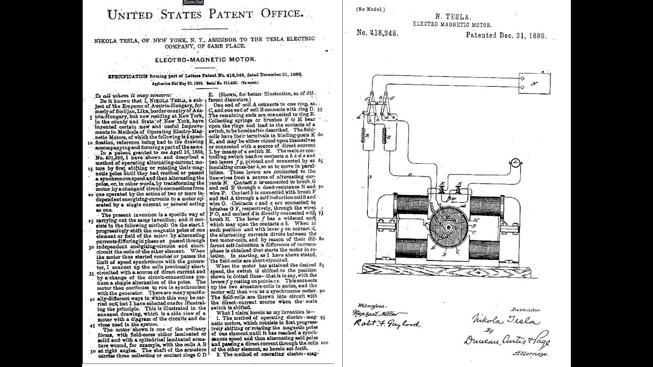 Nikola Tesla U.S. Patent 418,248 Motor YouTube