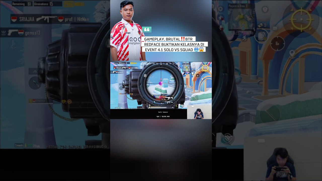 GAMEPLAY, BRUTAL‼️BTR REDFACE BUKTIKAN KELASNYA DI EVENT 4.1 SOLO VS SQUAD 🥶😱 