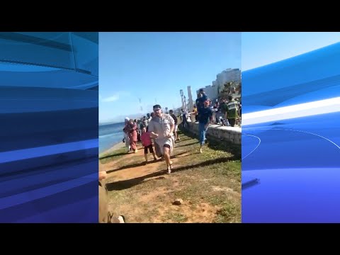 A la carrera para tirarse al agua