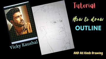 How To Draw Vicky Kaushal | Outline Tutorial for art competition | Using Grid Method