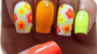 Neon Flower Nails | Dee2102