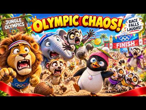 3D Kids Moral Animation Cartoon - Jungle Olympics Race Comedy Rainbow Valley