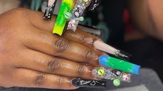 Junk Nail Freestyle/ Watch Me Work 💅🏾#nails #beginners #wmk #tutorial #freestyle #naildesign #art