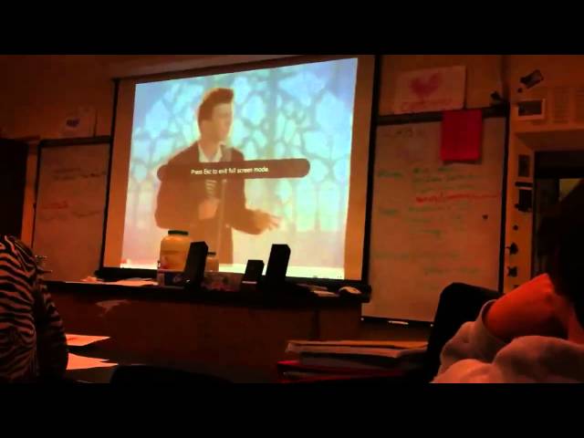 Teacher 'RickRolling' prank on students