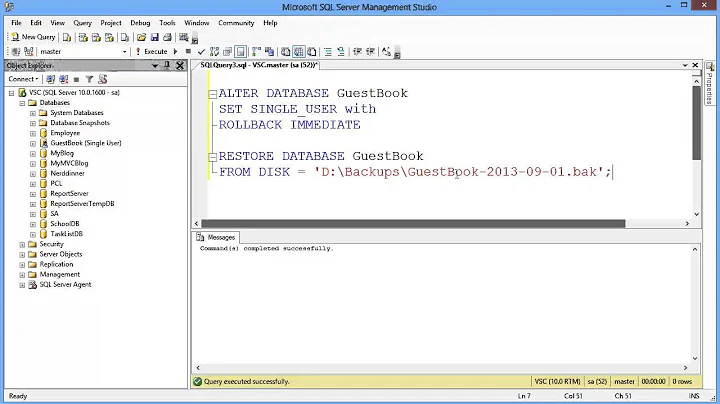 How to Restore SQL Server Database using SQL Script