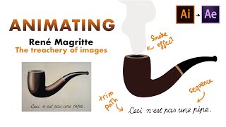 Animating famous art #3 💨 René Magritte 💨 After Effects workflow ⭐ Smoke + trim paths effects screenshot 4