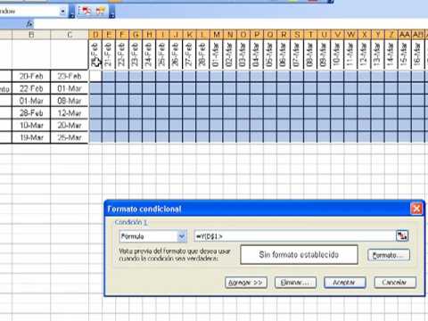 Diagrama de Gantt en Excel 2003 - YouTube