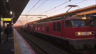 【列車動画】おおさか東線　衣摺加美北駅を行きかう貨物列車と２０１系（新大阪行き）