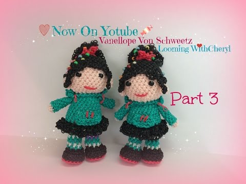 Rainbow Loom Vanellope Von Schweetz Part 3 of 3 - Loomigurumi - Amigurumi Hook Only Лумигуруми
