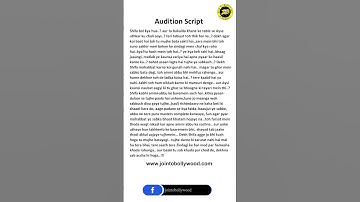 Audition Script In Hindi | Bollywood Audition Script | Free Acting Practice | Join To Bollywood