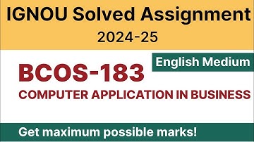 IGNOU BCOS 183 Solved Assignment 2024-25 PDF Download | English Medium