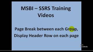 MSBI - SSRS - Page Break between each Group, Display Header Row on each page