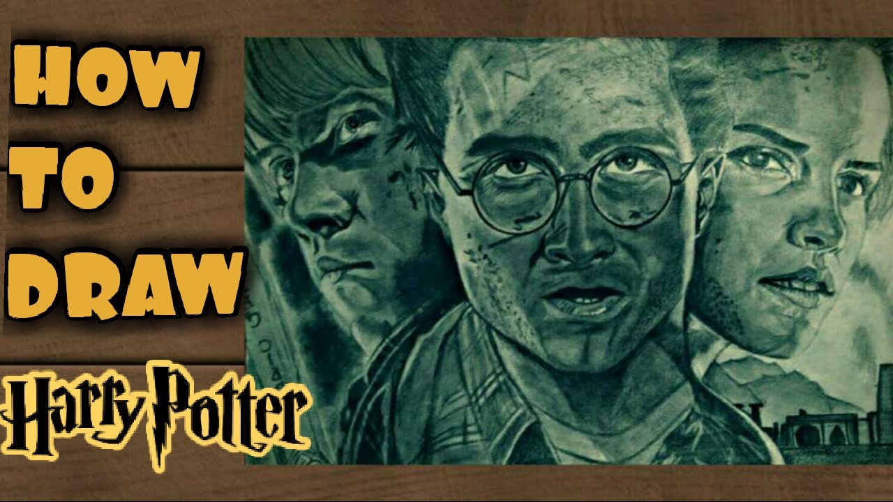 How to draw harry potter, hermione granger and ron weasley step by