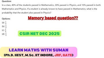 Memory based question (PART-12)General Aptitude CSIR NET MATH 18TH DEC 2025 PYQ #maths #csirnet2025 